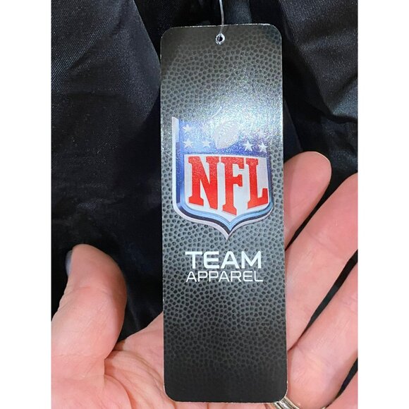 NFL Team Apparel Black Bomber Jacket Quilted Interior Snap-Button Front Fits Men - Picture 3 of 8